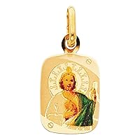 14K St. Jude Enamel Picture Religious Pendant