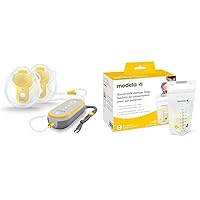 Medela Freestyle Hands-Free Breast Pump & Breast Milk Storage Bags, 100 Count, Ready to Use Breastmilk Bags for Breastfeeding, Self Standing Bag, Space Saving Flat Profile, 6 Ounce