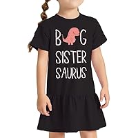 Big Sister Saurus Toddler Rib Dress - Cute Girls' Dress - Dino Toddler Dress