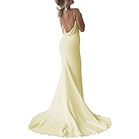 Women Spaghetti Straps Sleeveless Wedding Dress Mermaid Backless Floor Length Bride Costum Ball Gown for Bridal
