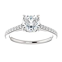 Siyaa Gems 2.50 CT Round Cut Colorless Moissanite Engagement Ring Wedding Birdal Ring Diamond Ring Anniversary Solitaire Halo Accented Promise Vintage Antique Gold Silver Ring Gift