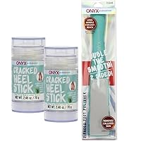 Onyx Professional Cracked Heel Repair Balm Stick (2 Pack) Dry Cracked Feet Treatment, Moisturizing Heel Balm Rolls On, Tea Tree Scent & 2 Faced Foot File & Polisher, Foot Callus Remover & Foot Sander