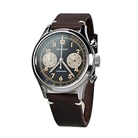 Baltany Retro 24 Hours Chronograph Quartz Watch Multifunction White Enamel Dial 5ATM Waterproof Vintage Watches