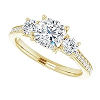 925 Silver, 10K/14K/18K Solid Gold Moissanite Engagement Ring, 1.0 CT Cushion Cut Handmade Solitaire Ring, Diamond Wedding Ring for Women/Her Anniversary Ring, Birthday Gift, VVS1 Colorless Rings