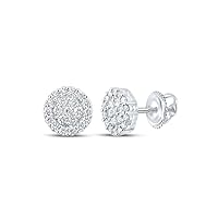 10kt White Gold Mens Round Diamond Cluster Earrings 1-5/8 Cttw