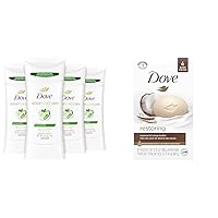 Dove Cucumber Melon Antiperspirant Deodorant Pack of 4 & Coconut Milk Beauty Bar Soap Pack of 6