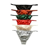 6pcs Men's Silk Panties G-Strings Thongs Size S M L XL 2XL