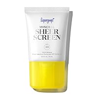 Mineral Sheerscreen SPF 30 PA+++, 0.5 fl oz - 100% Mineral, Broad Spectrum Face Sunscreen + Primer + Helps Filter Blue Light - Satin Finish - For All Skin Types