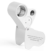 Qiangcui Illuminated Magnifiers 30x 60x Double Lens Hd with Led Light Handheld Mini Portable for Old Man Book Reading Jewelry Identification Watches DIY Crafts Carving an