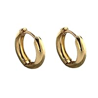 18K Solid Yellow Gold Small Smooth Contours Huggie Earrings 0.50 inch Diameter