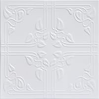 A La Maison Ceilings R37 Ivy Leaves Foam Glue-up Ceiling Tile (259.2 sq. ft./Case) Pack of 96, Ultra Pure White - Satin (Behr)