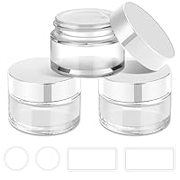 Small Glass Containers with Lids, Tecohouse 1 oz Glass Jars with White Lids & Inner Liners, Mini Travel Toiletries Container for Slime, Makeup, Cream, Lotion, Cosmetic - 3 pack