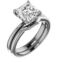 Moissanite Star Moissanite Ring Asscher 5 CT, Moissanite Engagement Ring, Moissanite Bridal Ring Set, Colorless Moissanite Eternity Sterling Silver Ring, Amazing Gift/As You Want