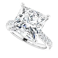 JEWELERYIUM 6 CT Princess Cut Colorless Moissanite Engagement Ring, Wedding/Bridal Ring Set, Halo Style, Solid Sterling Silver, Anniversary Bridal Jewelry, Amazing Rings For Wife