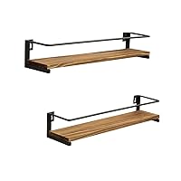 OROPY Spice Rack Wall Mounted, Rustic Wood Hanging Rack for Over The Stove, Kitchen Wall, 2 Pack