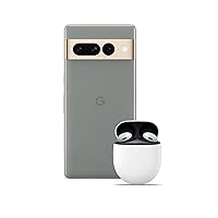 Google Pixel 7 Pro – Unlocked Android 5G smartphone with telephoto lens, wide-angle lens and 24-hour battery – 128GB – Hazel + Pixel Buds Pro Wireless Earbuds, Bluetooth Headphones – Fog