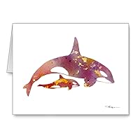 Orca and Baby - Set of 10 Note Cards With Envelopes