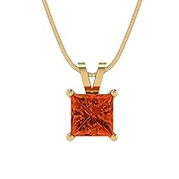 Clara Pucci 1.6 ct Princess Cut Genuine Red Simulated Diamond Solitaire Pendant Necklace With 18
