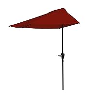 Half Umbrella - 9 ft Patio Umbrella with Easy Crank - Half Umbrella Outdoor Patio Shade - Small Canopy for Balcony, Table or Deck by Pure Garden (Red)