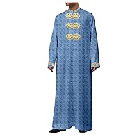 Men's Jubba Thobe, Muslim Fashion Robe, Long Sleeve Saudi Arab Gold Lace Thobe Jubba, Kaftan Islamic Clothing 5 M
