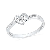 Sterling Silver Round Diamond Heart Ring (0.04 CTTW)