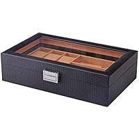 Watch Box PU Leather Display Box Watch Glasses Storage Box Carbon Fiber (6 Tables +3 Glasses) Watch Organizer Collection (Color : Brown)-Brown