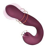Clitoral Licking Rotating G Spot Vibrator Honey play box ‘Joi ’ 3 in 1 Clit Tongue Dildo Vaginal Vibrating Stimulator Adult Sex Toys with 7 Rotating& 7 Clit Licking Modes Massager Butt Plug (Purple)