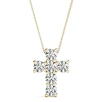 SZUL 1/2 Carat TW Diamond Religious Cross Pendant in 14K Yellow Gold
