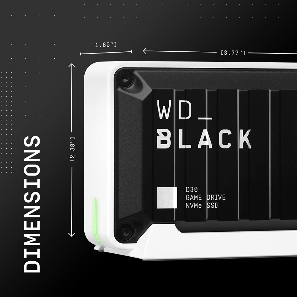 WD_BLACK 2TB D30 Game SSD - Portable External Drive, Compatible with Xbox and PC, Up to 900MB/s - WDBAMF0020BBW-WESN