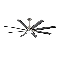 66 Inch Large Ceiling Fan with Dimmable Led Light Blades Smart Remote Control Reversible DC Motor for Living Room Nickel