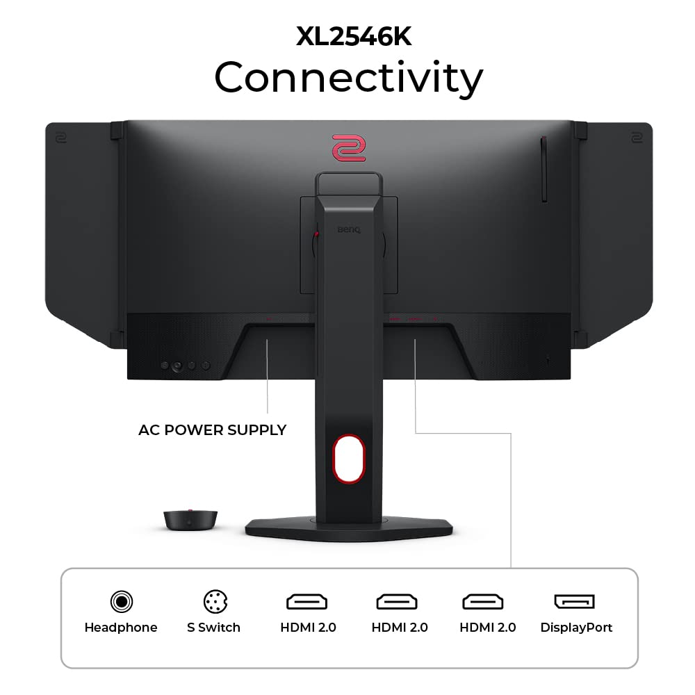 BenQ ZOWIE XL2546K 24.5-inch 240Hz Gaming Monitor | 1080P 1ms | DyAc+ | Smaller Base | Flexible height & tilt adjustment | XL Setting to Share | Customizable Quick Menu | S-Switch | Shield, Dark Grey