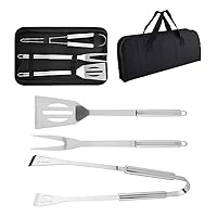 BBQ Accessories BBQ Grilling Tools Set Grill Accessories Professional Grill Tools Set with 1 Fork 1 Tongs 1 Spatula Gift Bag for Backyard Restaurant Outdoor Kitchen