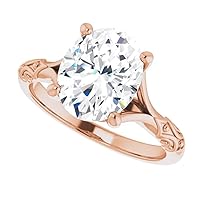 Moissanite and Sterling Silver Oval Engagement Ring, 2 CT, 18K Gold
