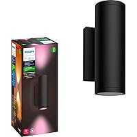 Philips Hue Appear Outdoor Smart Wall Light, Black - White and Color Ambiance LED Color-Changing Light - 1 Pack - Requires Hue Bridge - Control with Hue App and Voice - Weatherproof