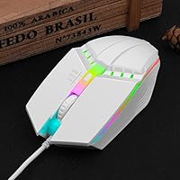 Wired Gaming Mouse, Optical USB Mice 800 to 1600 3 Adjustable DPI and RGB Light, Ergonomic with 4 Programmable Buttons for Computer Windows 7/8/10/XP Vista Linux Chromebook PC-White