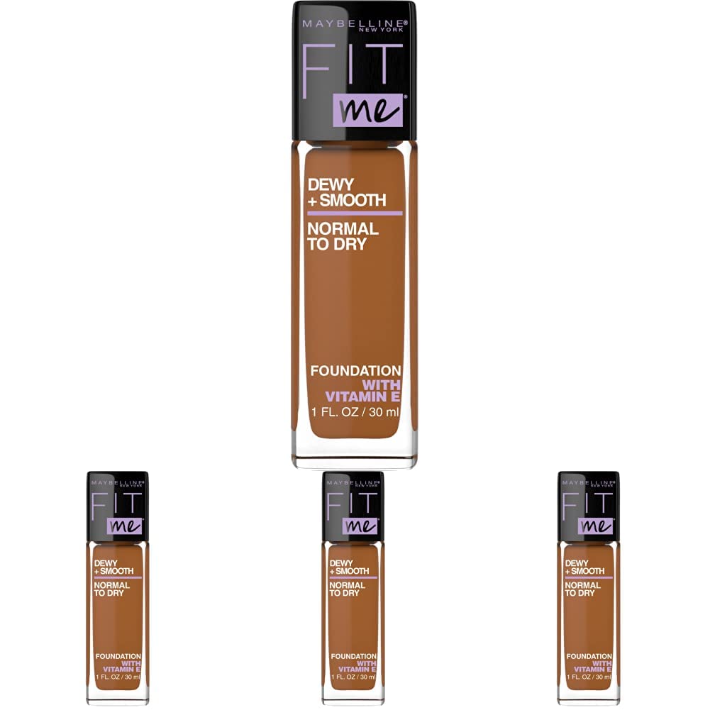 Maybelline Fit Me Dewy + Smooth Foundation Makeup, Mocha, 1 Count (Pack of 4)