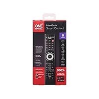 One for All URC7880 Universal Smart Remote Control up to 8 Devices with Free Setup App - Easy Learning Feature - Infrared Connectivity Technology and 3 Shortcut App Keys – Black