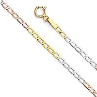 14ct Yellow Gold White Gold and Rose Gold Figaro Open 1.8mm Necklace Jewelry for Women - Length Options: 41 46 51 56