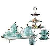 DFHBFG Coffee Cup and Saucer Set with Edge Bone China Home Afternoon Tea Set Coffee Utensils with Tray Gift Box