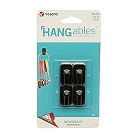VELCRO Brand - VEL-30105-USA HANGables Removable Wall Hooks | Easy-to-Remove Wall Fasteners | Damage-Free, Non-Permanent Hooks for Lightweight Items | Micro, Holds 1/2 lb, Black, 4-Pack