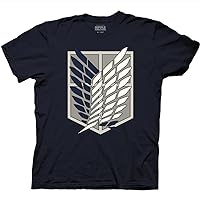 Ripple Junction Attack on Titan Men's Short Sleeve T-Shirt Scout Regiment Wings of Freedom Emblem Officially Licensed