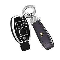 ontto Smart Remote Key Fob Shell Fit for Mercedes-Benz C E S M CLS CLK G Class Stylish Car Key Holder Stylish Key Bag Black