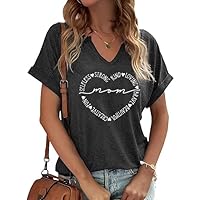 Mama Retro V Neck Shirts for Women Vintage Mama Mommy Mom Bruh Life T Shirts Mother's Day Tops Tee Gifts