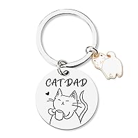 Cat Dad Mom Keychain for Mom Dad Mother Day Father Day Birthday Gifts for Friend Cat Lovers Owners Gift
