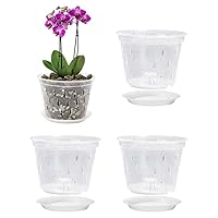 Naisicore Orchid Pot, 10pcs 6.7inch Plastic Orchid Pots with Holes, Clear Flower Nursery Pot, Breathable Flower Pot, Orchid Pots for Repotting