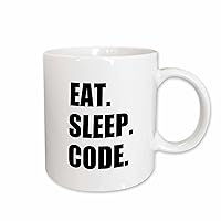 3dRose mug_180391_2 Eat Sleep Code-Computer Coder, Programmer, Love to Program, Coding Ceramic Mug, 15-Ounce