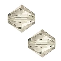 200pcs Adabele Austrian 4mm (0.16 Inch) Small Faceted Loose Bicone Crystal Beads Silver Champagne Compatible with Swarovski Crystals Preciosa 5301/5328 SSB429