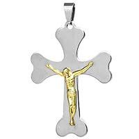 Sexy Sparkles Stainless Steel Jesus Cross Silver & Gold Tone