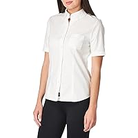 Lee womens Short-sleeve Stretch Oxford Blouse button down shirts, White, Large US