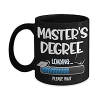 Masters Degree Loading Graduation Mug Mba Graduates Student Funny Diploma Cap Grad Ideas for Daughter or Son 11 or 15oz Black Ceramic Novelty Coffee C